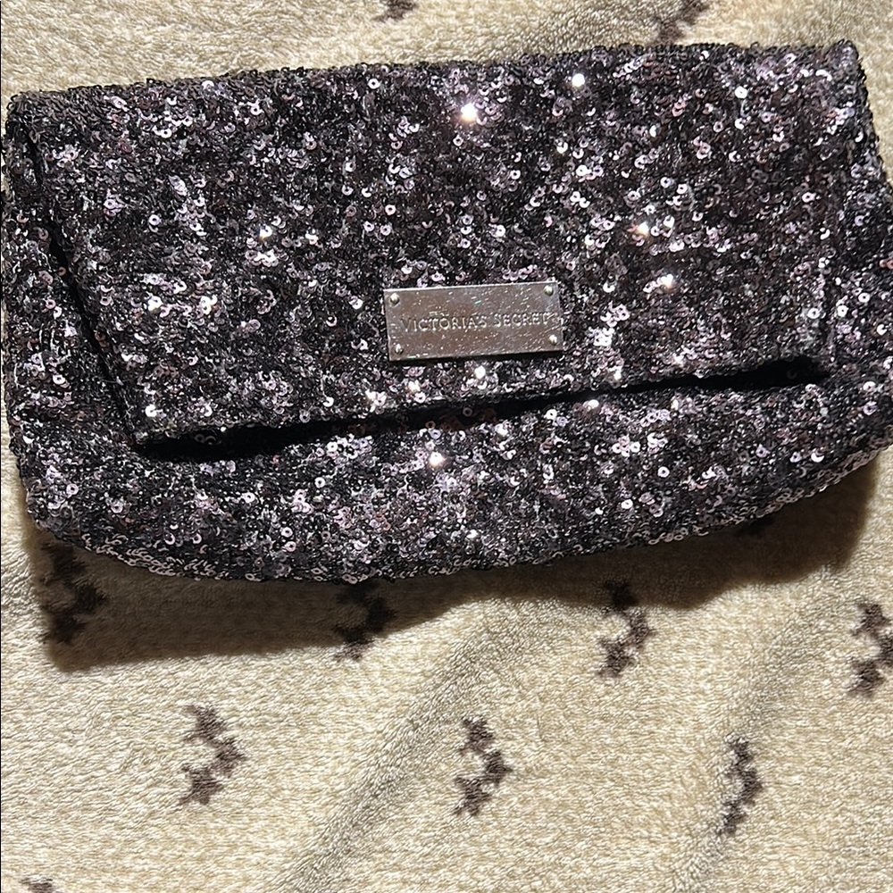 Victoria's Secret Silver and Black Sparkle Wristlet